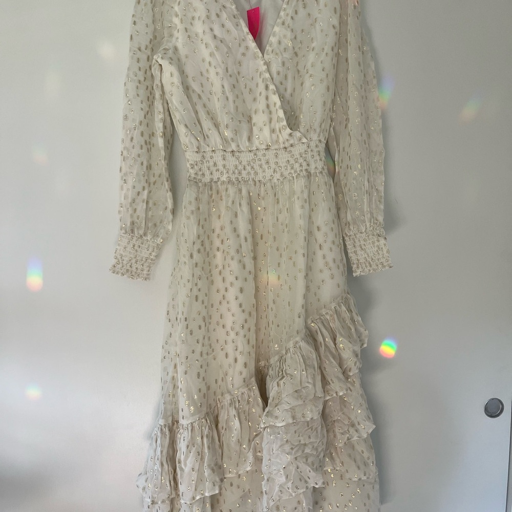 NWT Lilly Pulitzer Cristina midi dress in coconut viscose metallic size 10